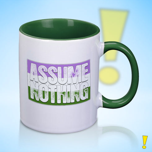 Assume Nothing Genderqueer Pride Flag Color Accent Mug